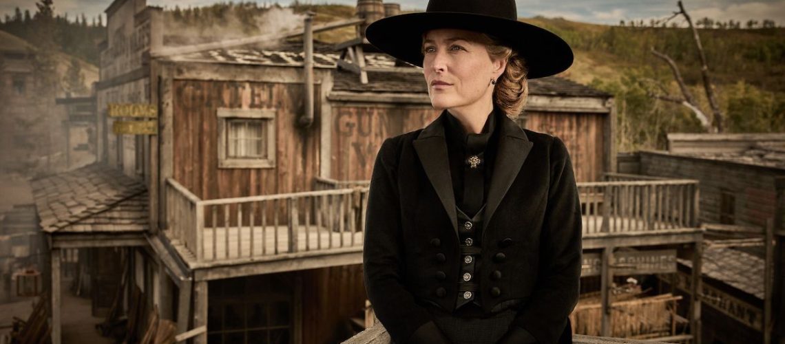 Gillian Anderson in a promotional still for Netflix's "The Abandons"