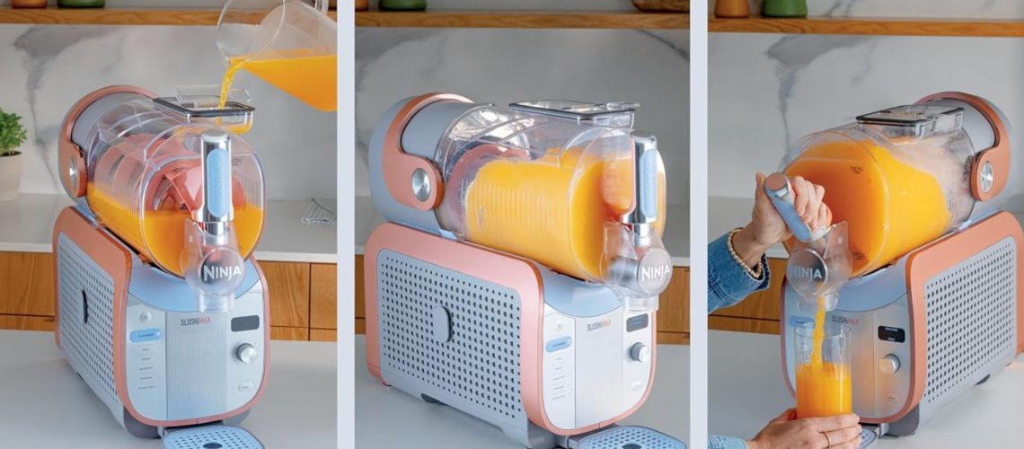 Ninja's new Slushi Max on a kitchen countertop next to drinks