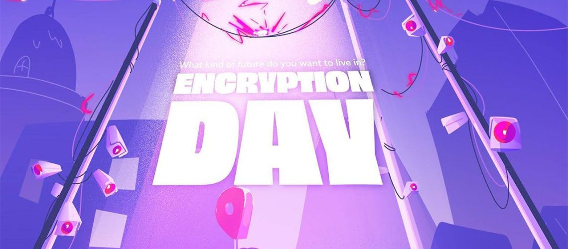 Purple and white Encryption Day graphic