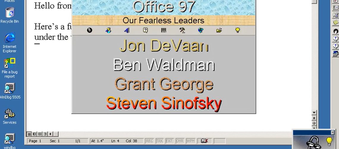 Sleuth חושף את ביצת הפסחא של Office 97 שהוסתרה במשך 30 שנה: "ההערות שקליפי מספק הן דובדבן למעלה"