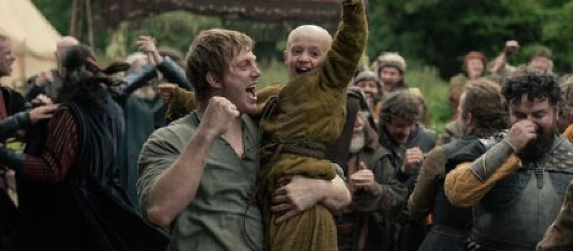 L-R: Dunk (Peter Claffey) and Egg (Dexter Sol Ansell) celebrate in a scene from "A Knight of the Seven Kingdoms"