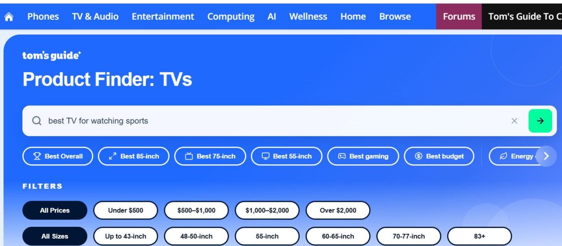 The new Tom's Guide Product Finder tool