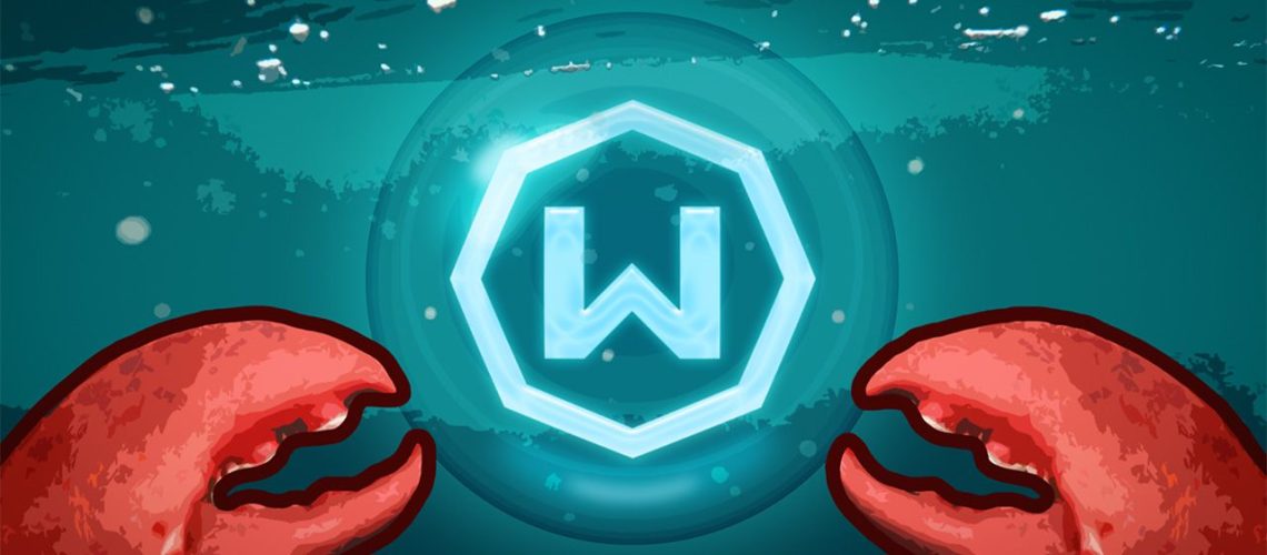 Windscribe graphic showing its VPN logo underwater with a pair of red crab claws