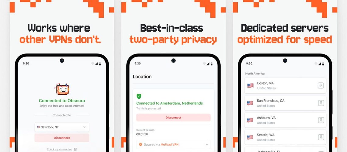 Obscura VPN graphic showing its Android app