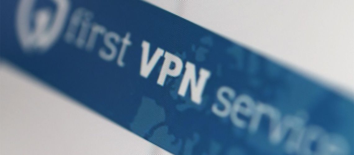 firstVPNservices logo displayed at an angle on a screen