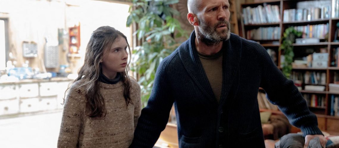 L-R: Bodhi Rae Breathnach and Jason Statham in "Shelter"