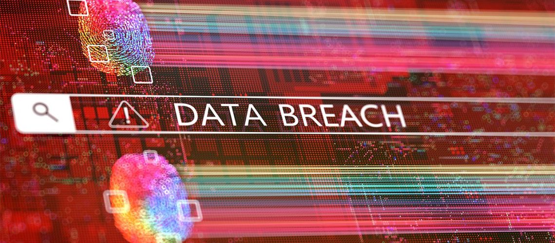 Screen graphic showing data breach warning
