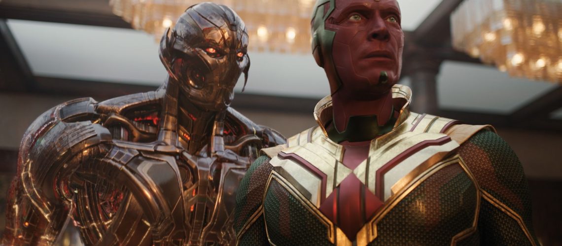 Paul Bettany as Vision, with Ultron, in a still from "VisionQuest"