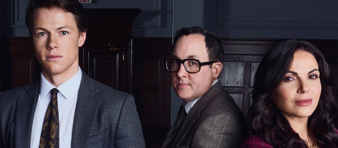 Milo Callaghan, P.J. Byrne and Lana Parrilla in a promotional image for "The Rainmaker" season 2