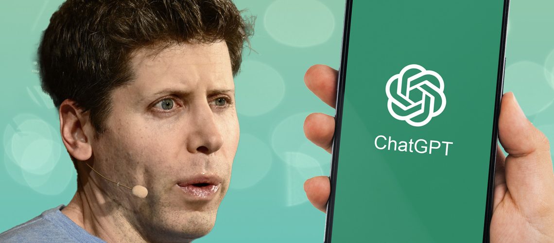 Sam Altman with ChatGPT on phone