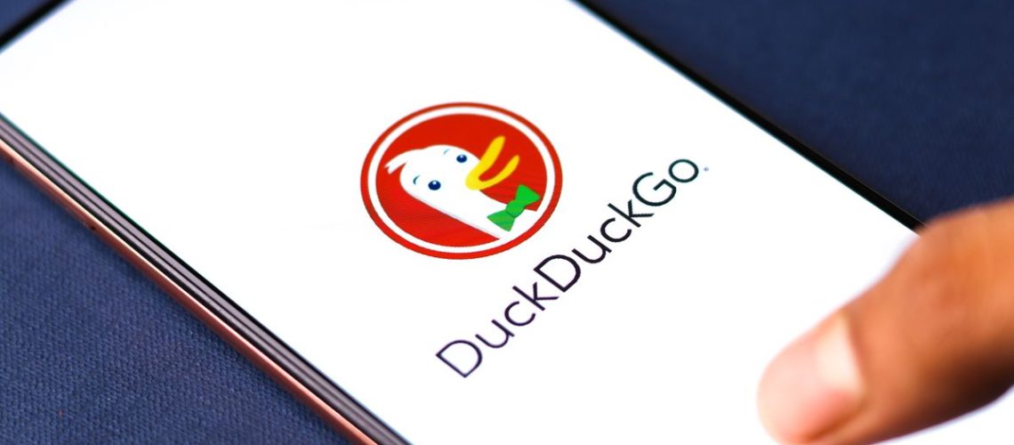 DuckDuckGo logo on phone