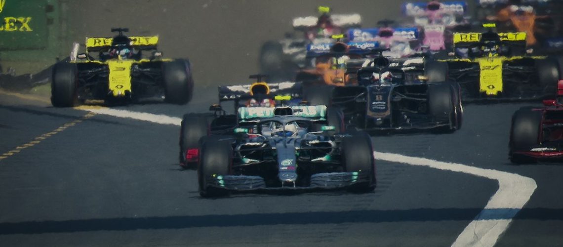 Formula 1 cars on-track as seen in Netflix's "Formula 1: Drive to Survive"