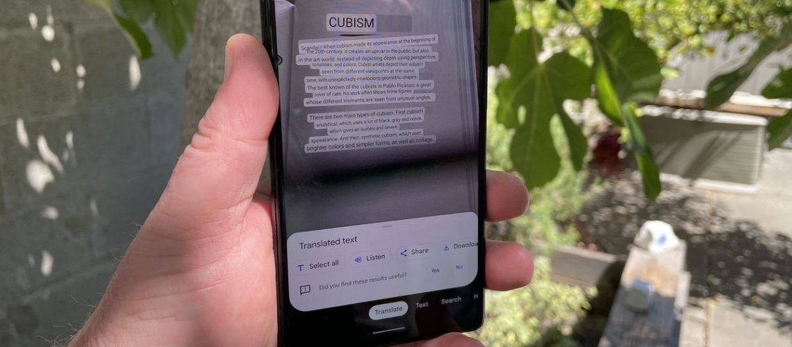 Google Lens translate text