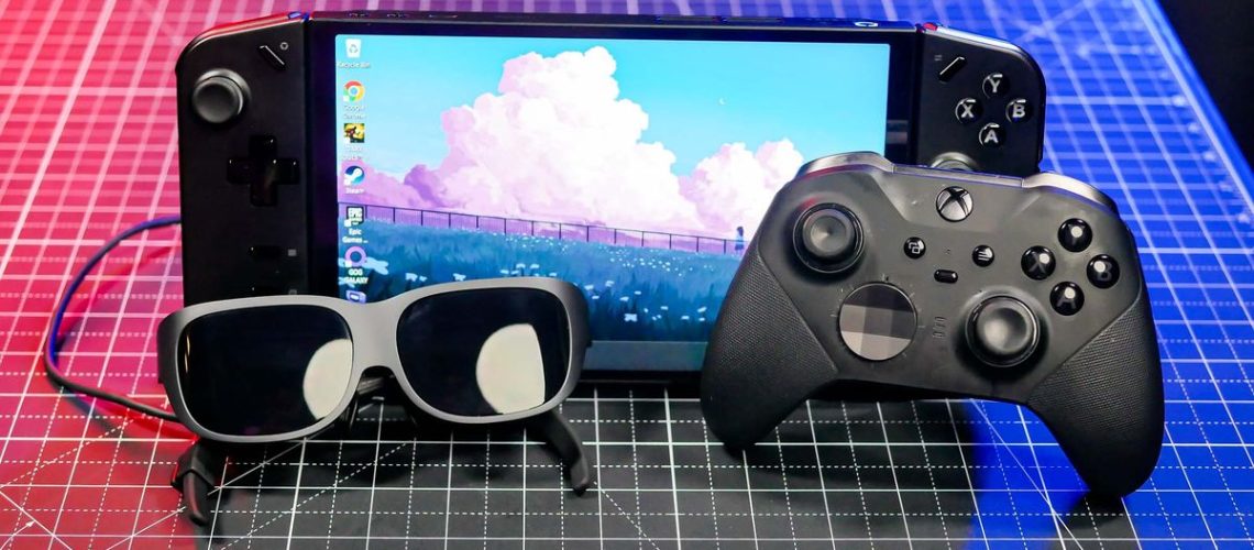 Legion Go, Legion Glasses and Xbox controller on desk