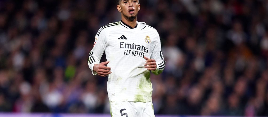 Jude Bellingham of Real Madrid looks on during a La Liga match