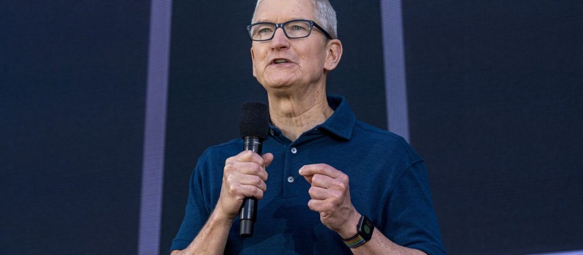 Tim Cook speaking at WWDC 2022