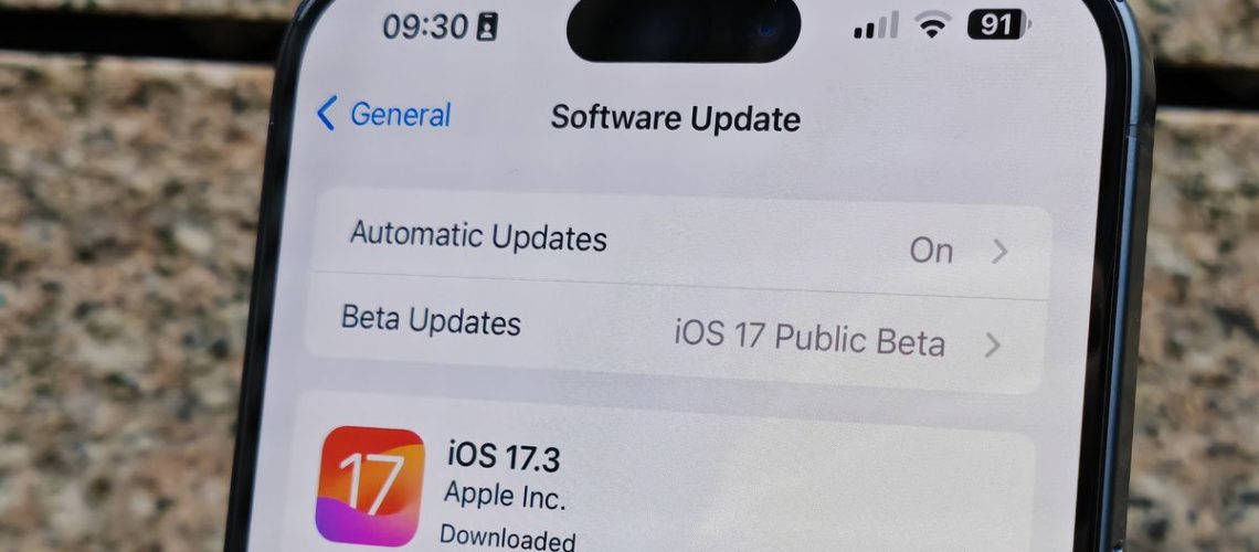 iOS 17.3 downloaded on an iPhone