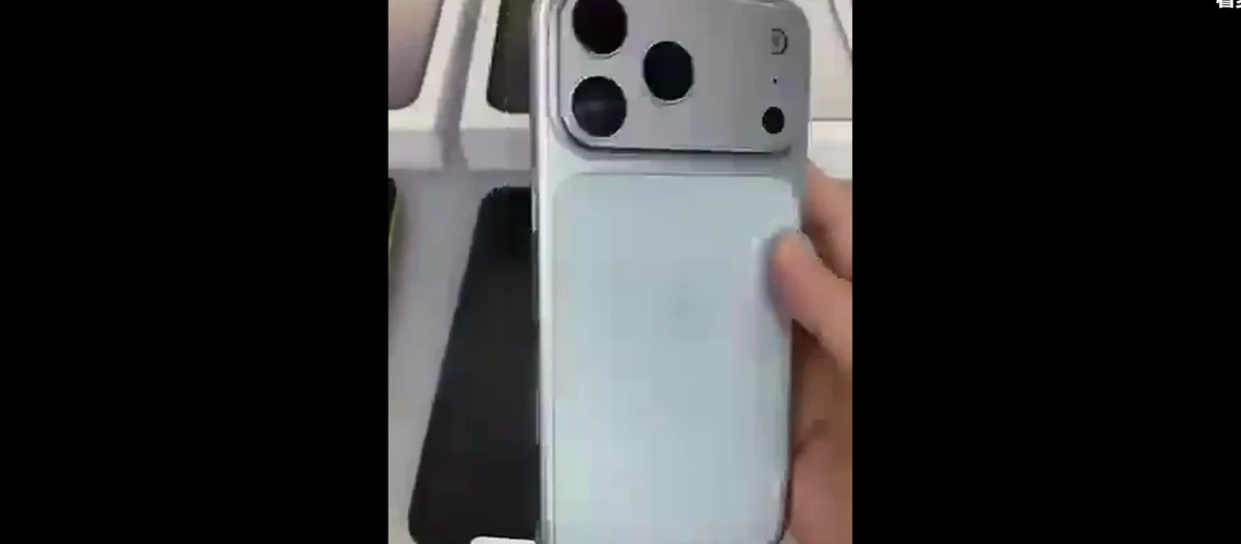 iPhone 17 Pro Max held in hand in alleged production line leak