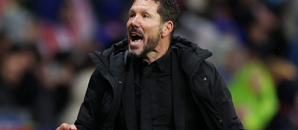 Diego Simeone celebrating a goal for Atletico Madrid