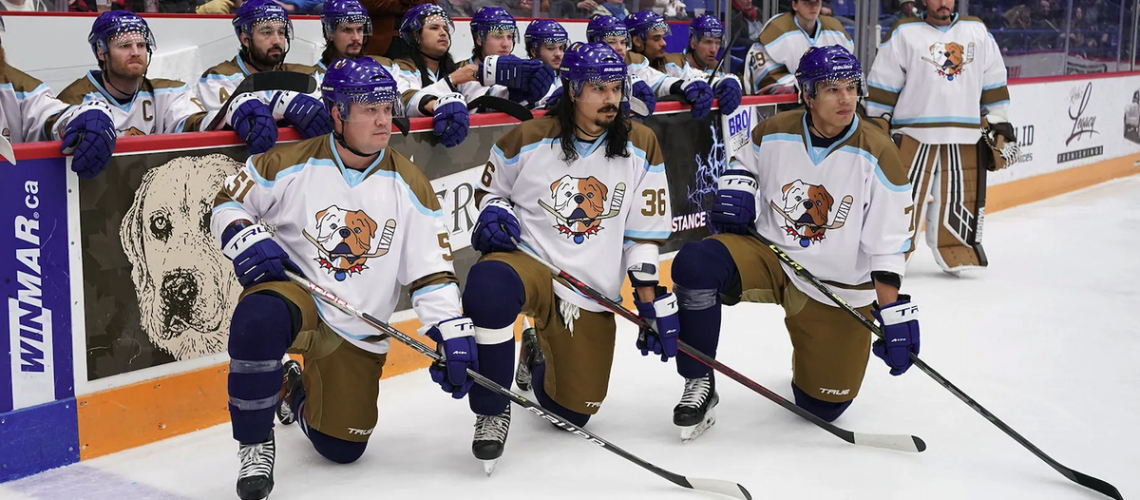 Scene from US ice hockey drama TV series Shoresy season 3