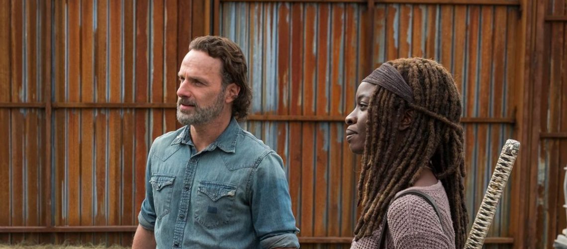 Andrew Lincoln and Danai Gurira (Rick and Michonne) in The Walking Dead: The Ones Who Live