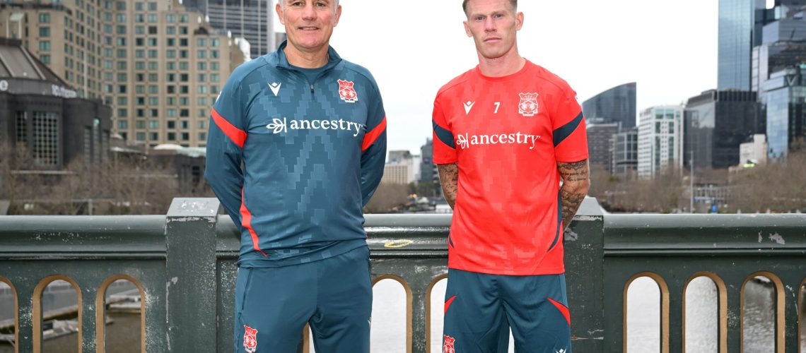 Phil Parkinson &amp; James McLean in a promotional image for Wrexham's Tour down Under.