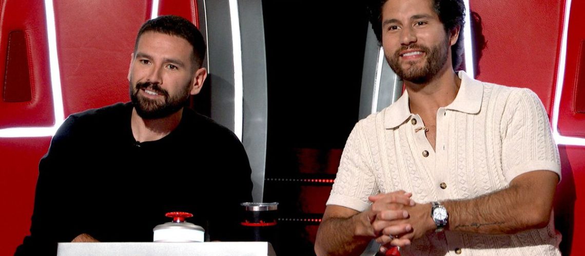 Dan + Shay sitting in the new double chair as judges on