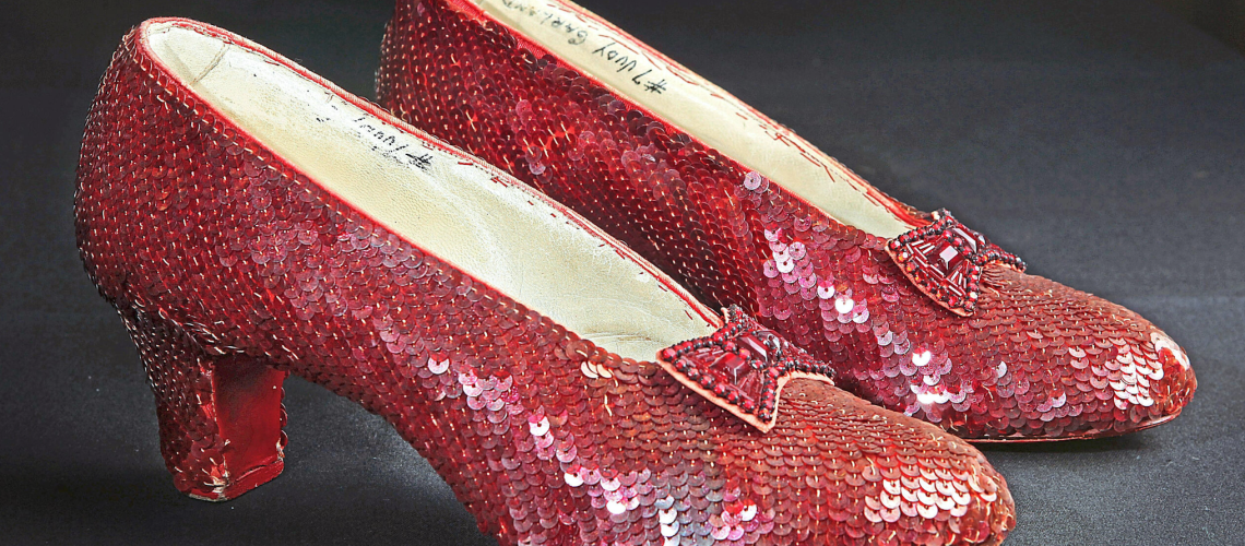 Judy Garland's slippers as featured in "Ruby Red Handed: Stealing America’s Most Famous Pair of Shoes"