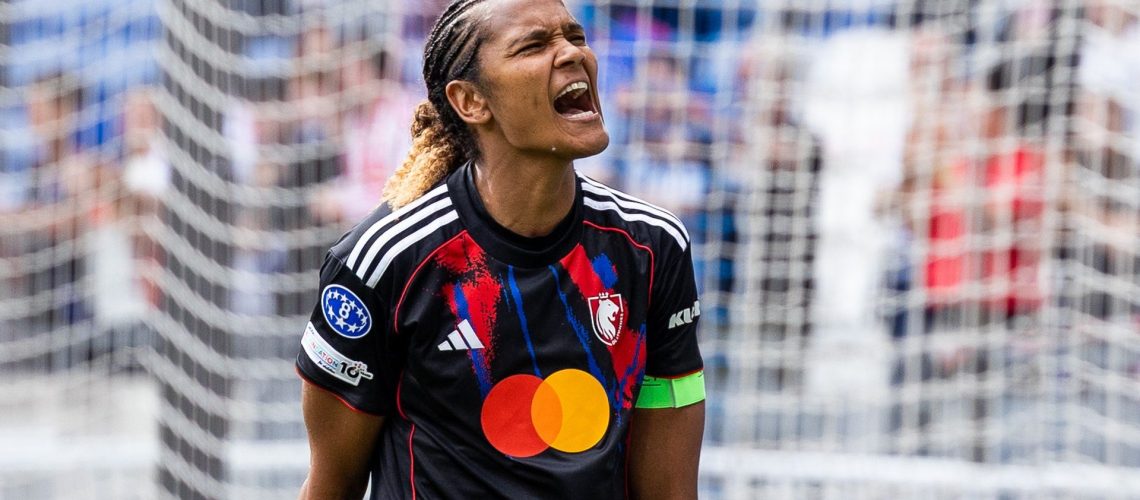 Wendie Renard celebrating ahead of Barcelona vs Lyon in the 2026 Women's Champions League final