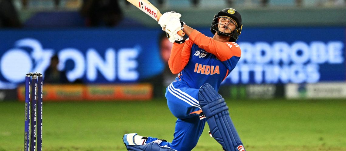 Abhishek Sharma batting for India in the Asia Cup