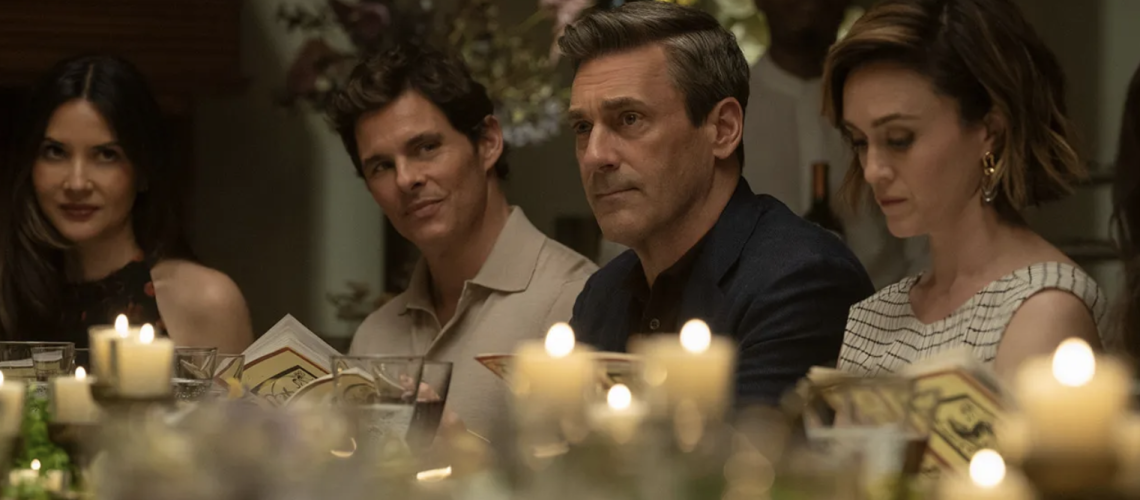 Sam Levitt (played by Olivia Munn), Owen Ashe (James Marsden), Andrew "Coop" Cooper (Jon Hamm) and Grace Porter ( Heather Lind) are the... ahem... some of the "Friends and Neighbors" in season 2 of the hit show