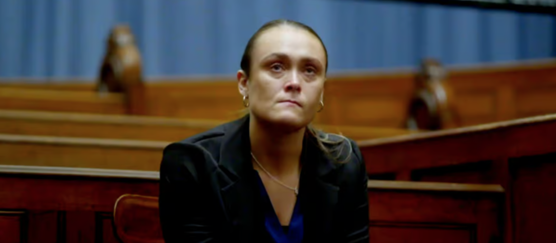 Sophie, the defendant, looking pensive before the verdict in "The Jury: Murder Trial"