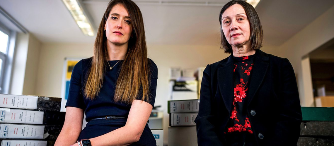 Detective Constable Kat Savage and Detective Inspector Justine Jenkins in the office of Operation Reactivate