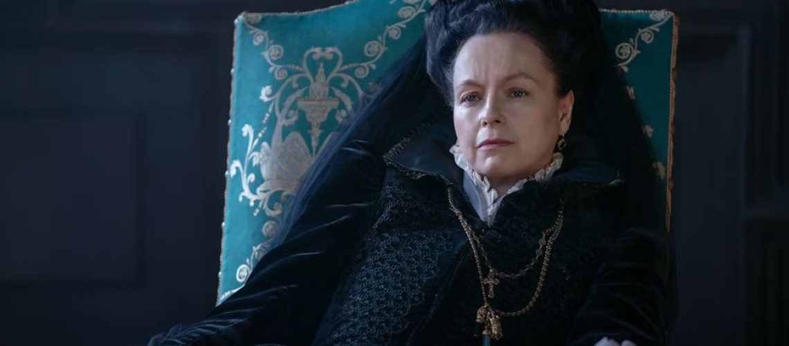 Samantha Morton gazing contemplatively as Catherine de Medici in The Serpent Queen season 2