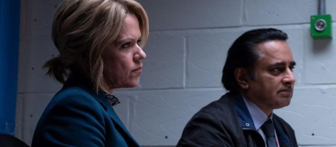 Sinéad Keenan as DCI Jessica 'Jessie' James and Sanjeev Bhaskar as DI Sunil 'Sunny' Khan in "Unforgotten"