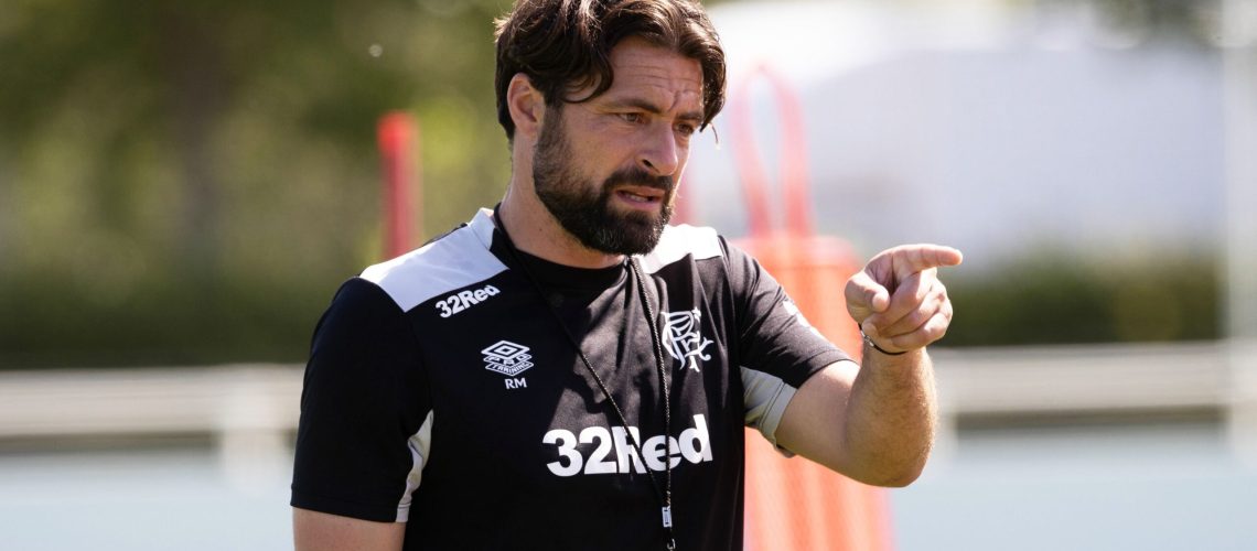Rangers manager Russell Martin in training