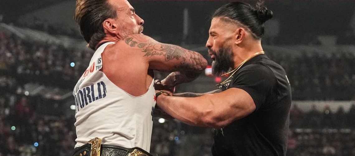 CM Punk attacking Roman Reigns ahead of WrestleMania 2026