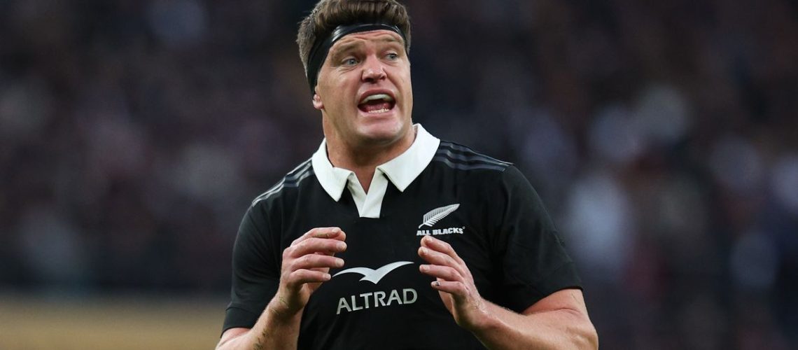 Scott Barrett of New Zealand during the Autumn Nations Series 2025 ahead of Friday's Ireland vs New Zealand live stream