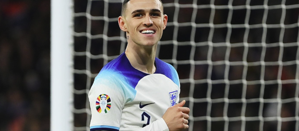 Phil Foden of England celebrates the team