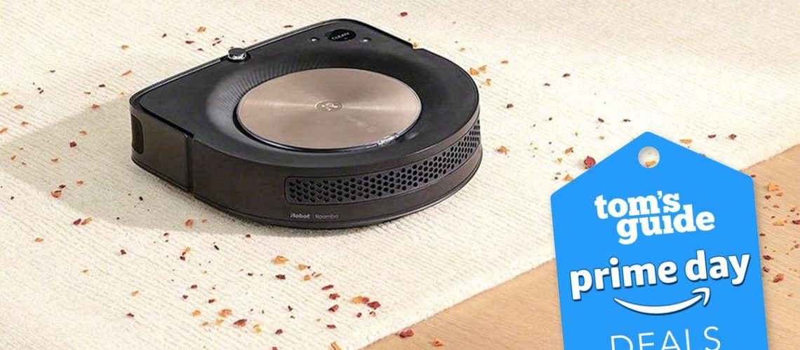 iRobot S9+ vacuums crumbs off of floor