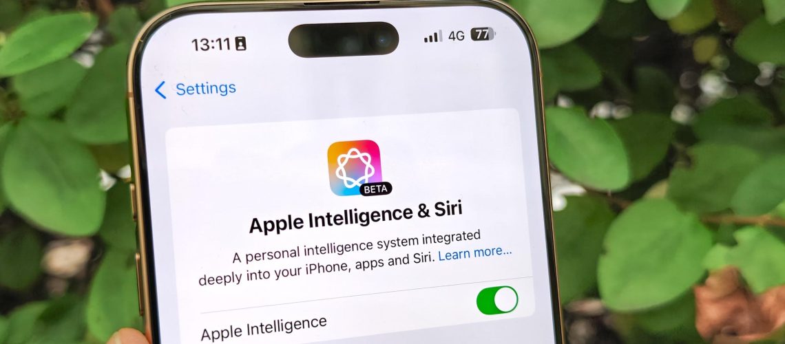 iPhone 16 with Apple Intelligence logo for iOS 18.1