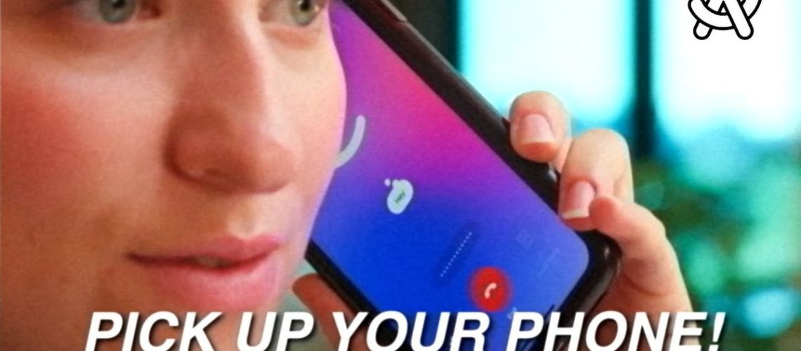 Screenshot from Arc Search ad for Call Arc feature. Woman holds phone to ear