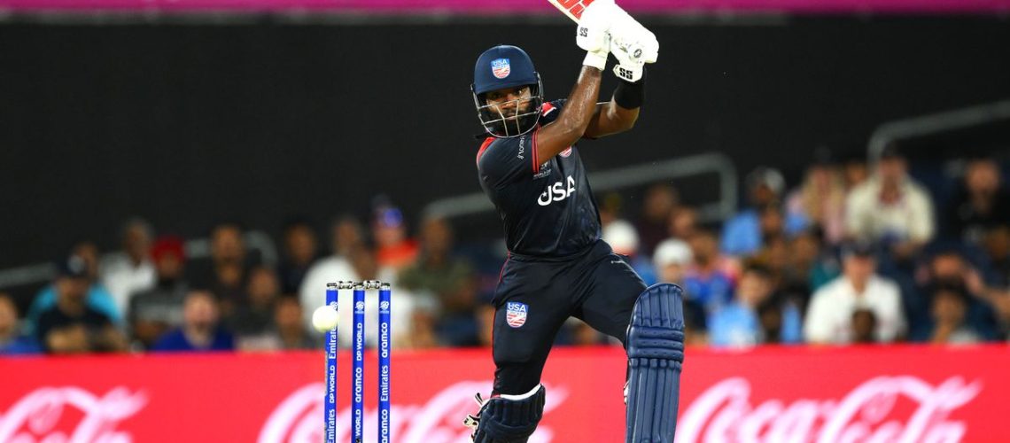 Aaron Jones of USA bats ahead of the USA vs Pakistan live stream at the T20 World Cup 2024