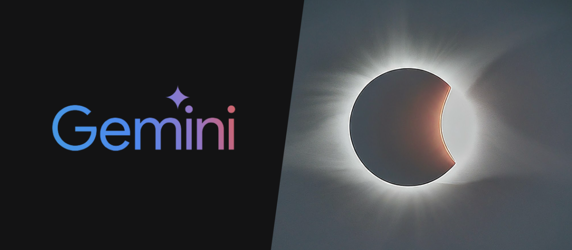 Google Gemini logo / AI generated image of an eclipse