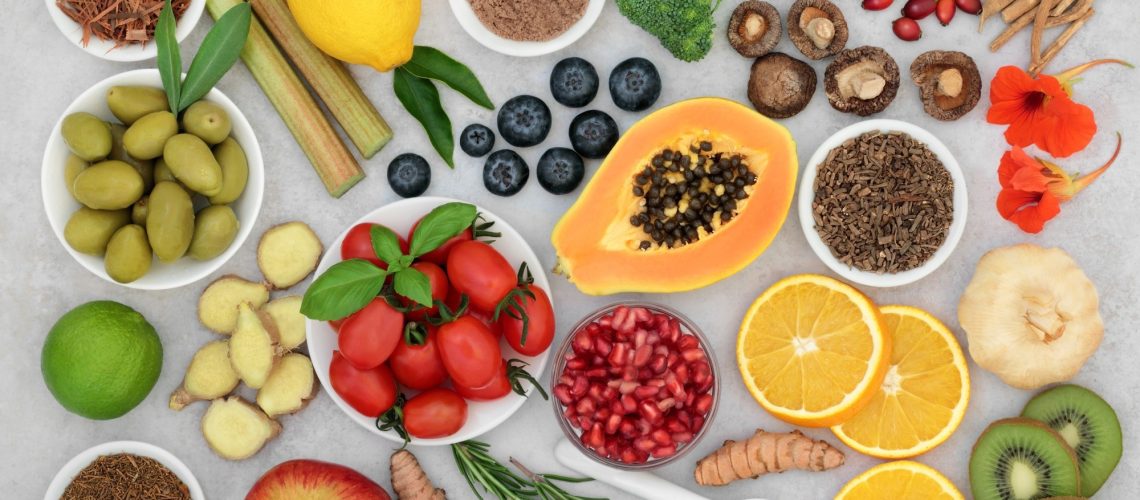 Vegan and vegetarian food collection for immune system boost