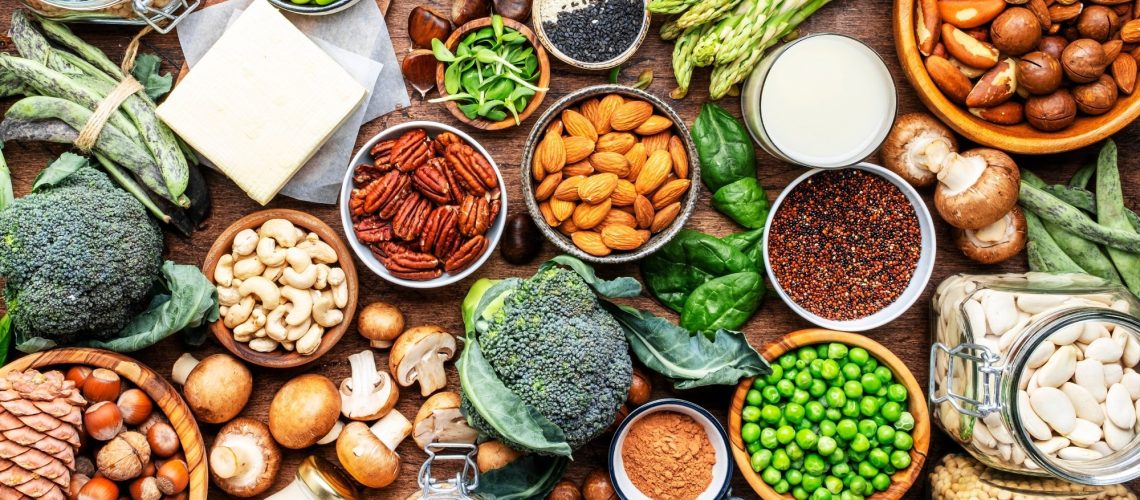 Vegan protein food background.