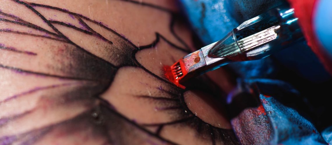 Process of making tattoo close-up