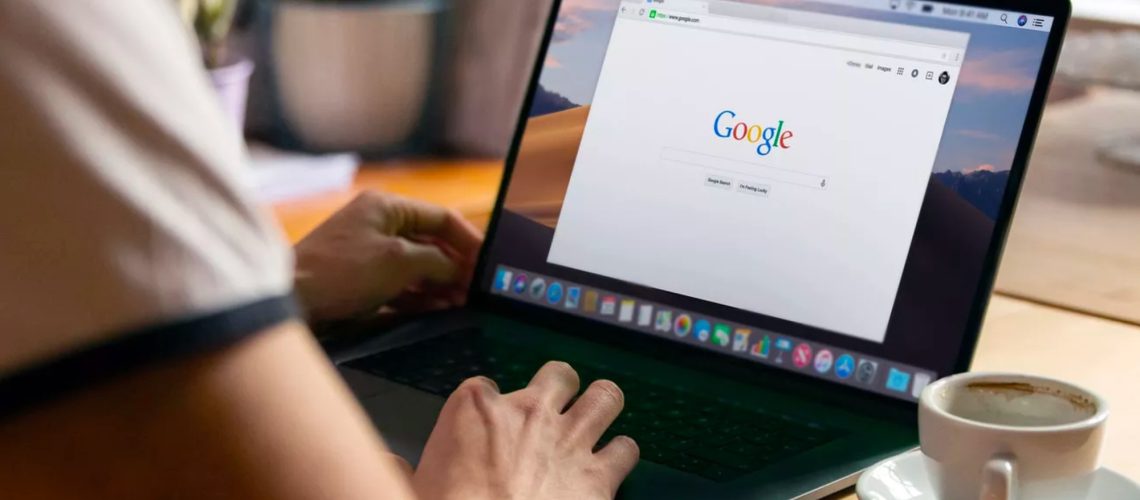 Google search open on laptop