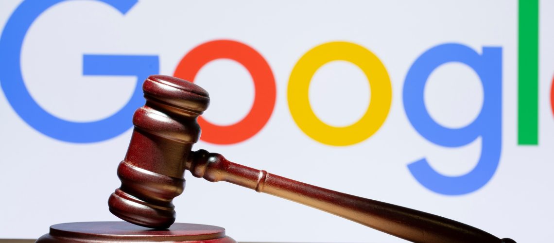 google logo with a gavel