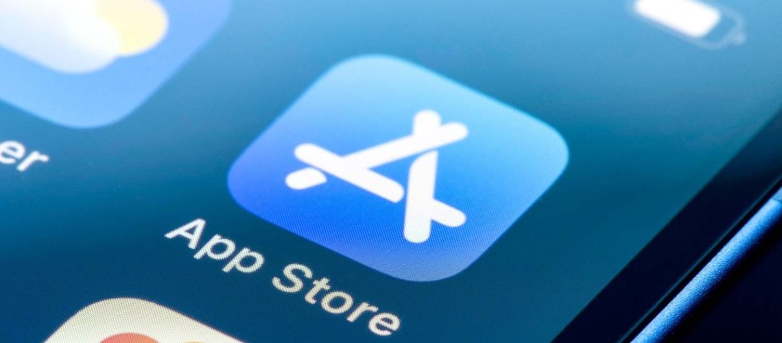 Image of the Apple App Store icon on an iPhone screen